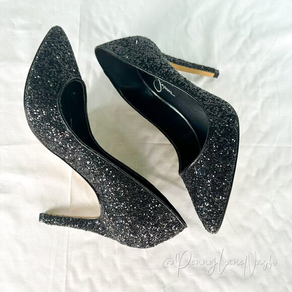 Jessica Simpson Veronica Glitter Pumps Black Size 8 - Picture 7 of 9